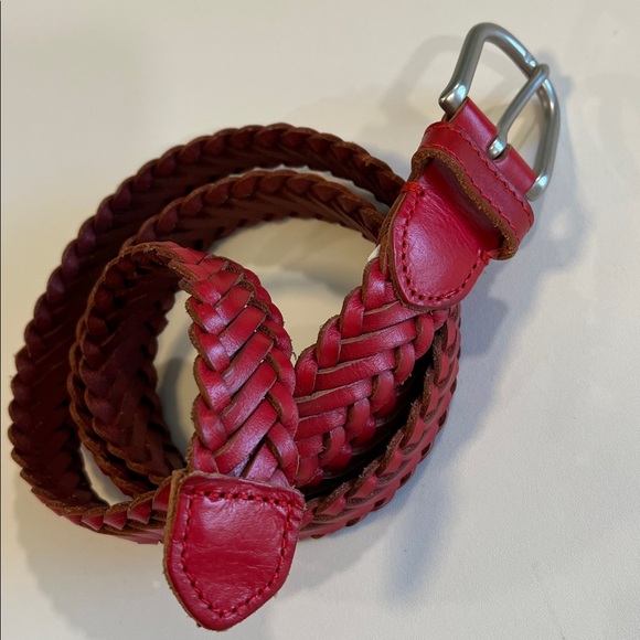 J Crew - s/m, Red Braided Leather Belt - Picture 1 of 4